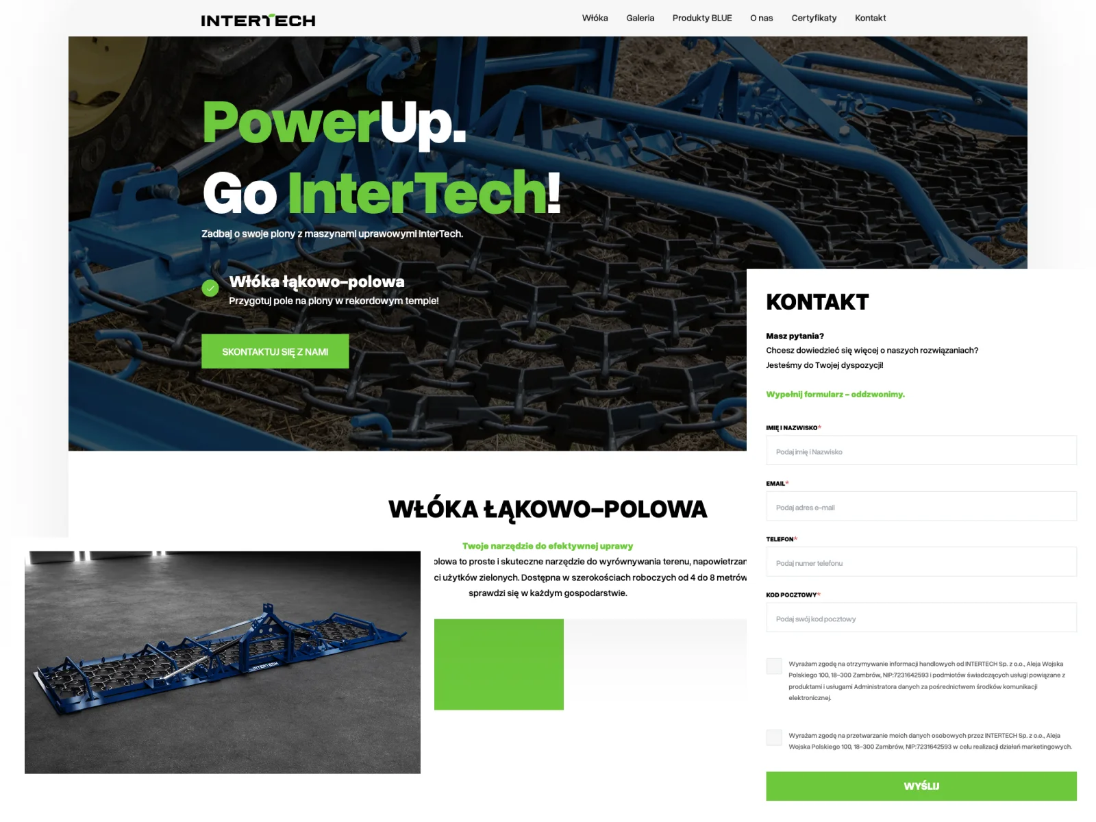 Projekt landing page Intertech